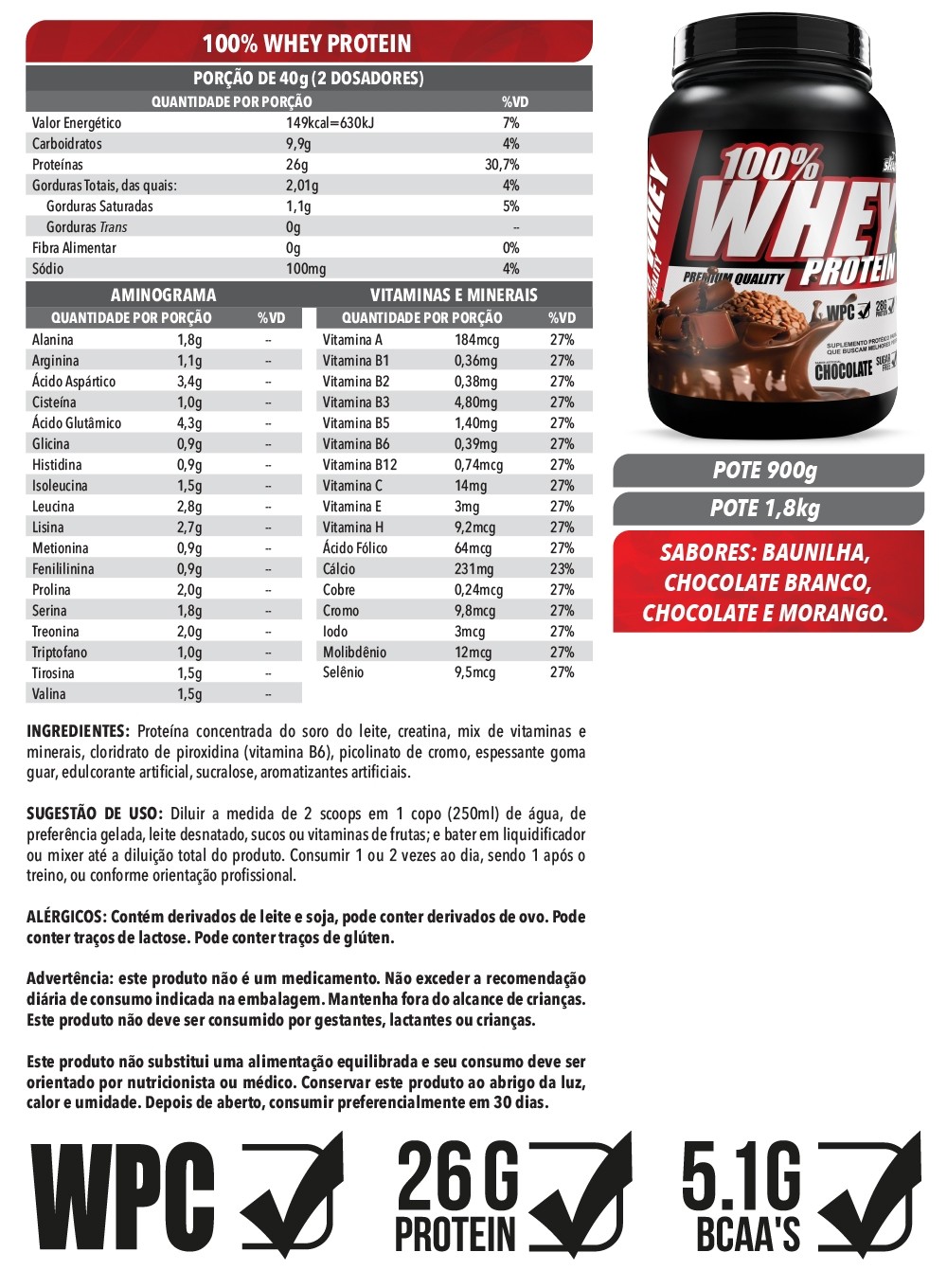 100% Whey Protein - Pote 1,8KG - Baunilha - Shark Pro