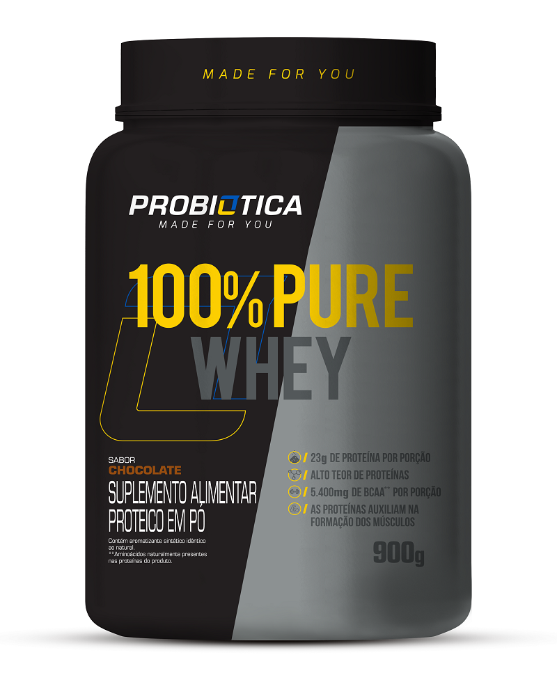 100% Pure Whey Pote 900G Chocolate - Probiotica